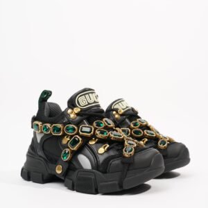 Gucci Womens Flashtrek Black Gold EU 34.5 / UK 1.5 | AlmaBagz