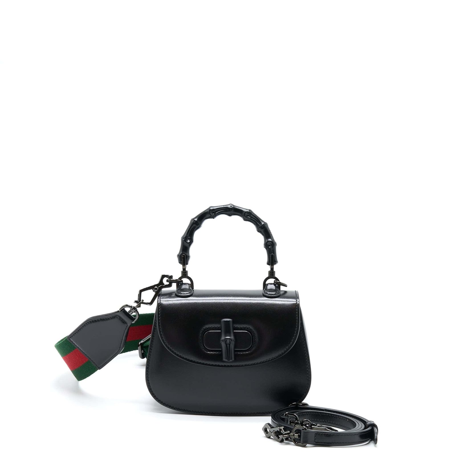 Gucci Bamboo 1947 Mini Top Handle Bag Black With Black Hardware | AlmaBagz