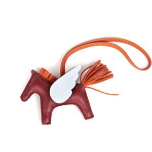 Hermes Rodeo Pegasus Charm PM Burgundy/Cornaline/ Bleu Brume - Stamp U | AlmaBagz