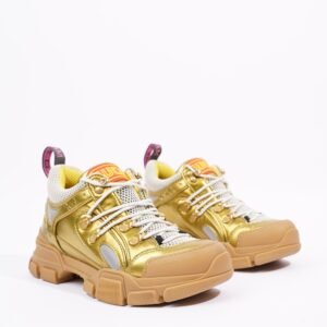 Gucci Womens Flashtrek Gold / White EU 37.5 / UK 4.5 | AlmaBagz