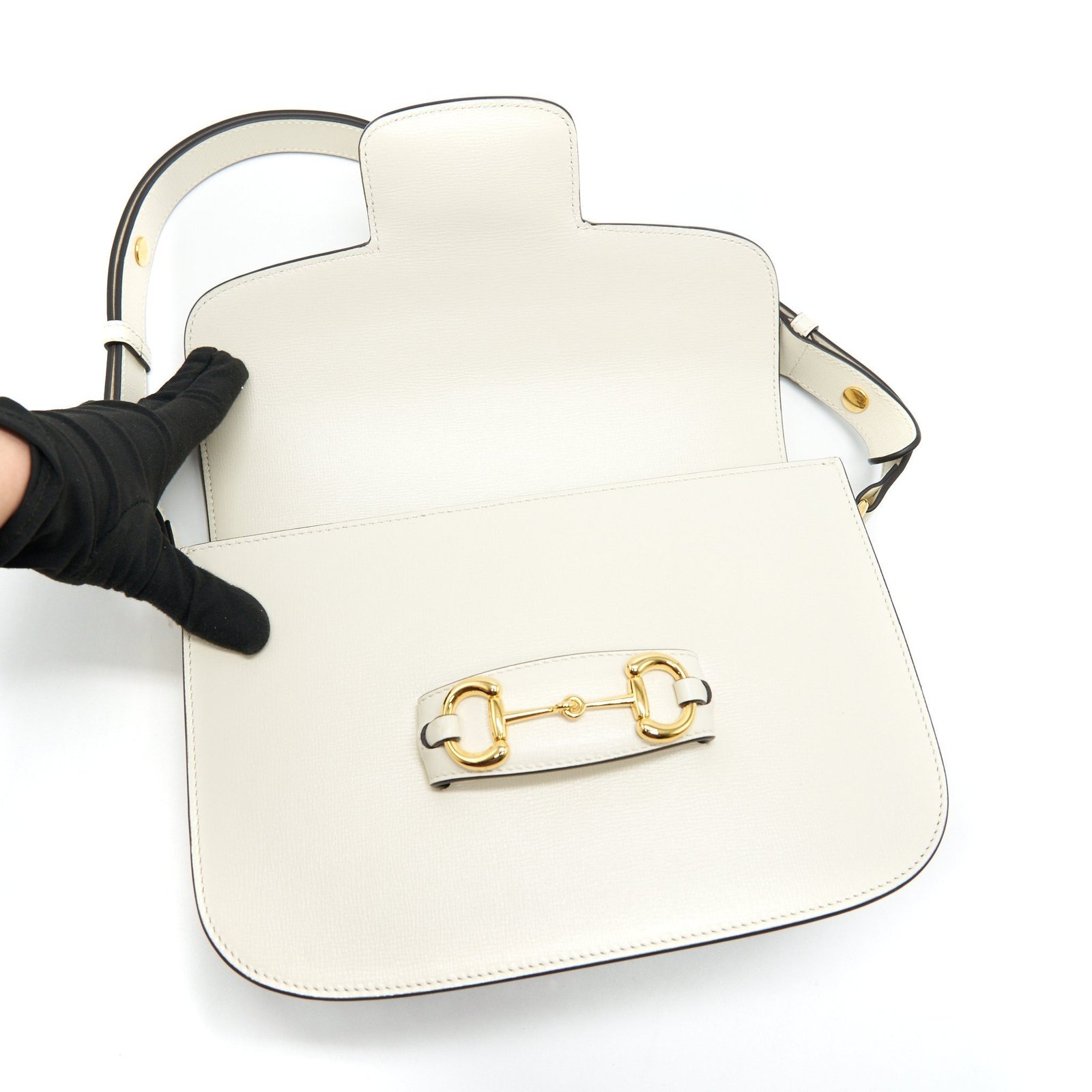 GUCCI 1955 HORSEBIT LEATHER SHOULDER BAG WHITE | AlmaBagz - Image 8