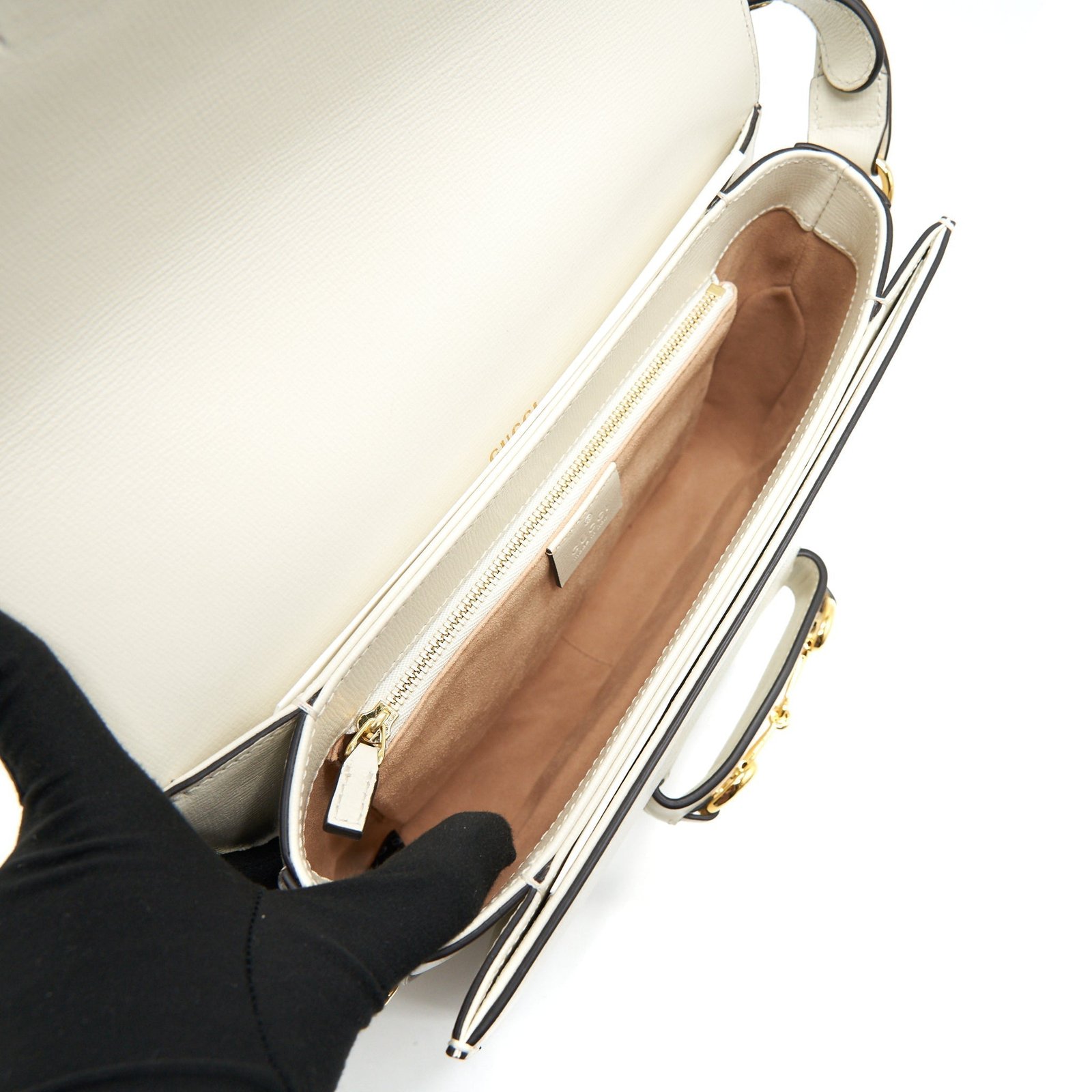 GUCCI 1955 HORSEBIT LEATHER SHOULDER BAG WHITE | AlmaBagz - Image 9