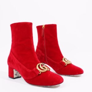 Gucci Womens GG Ankle Boot Red Velvet EU 38.5 / UK 5.5 | AlmaBagz