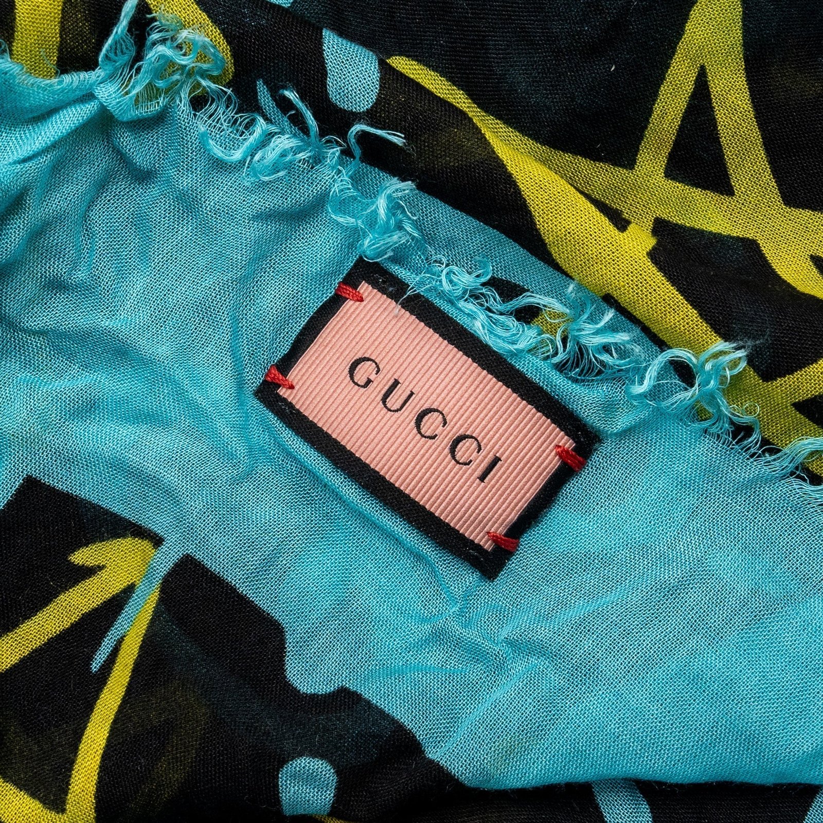 Gucci 140x140 cm Ghost With GG print Star Modal/Silk Scarf Black /Blue Multicolour | AlmaBagz - Image 5