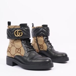 Gucci Womens Ankle Boot With Double G Beige / Ebony EU 38 / UK 5 | AlmaBagz