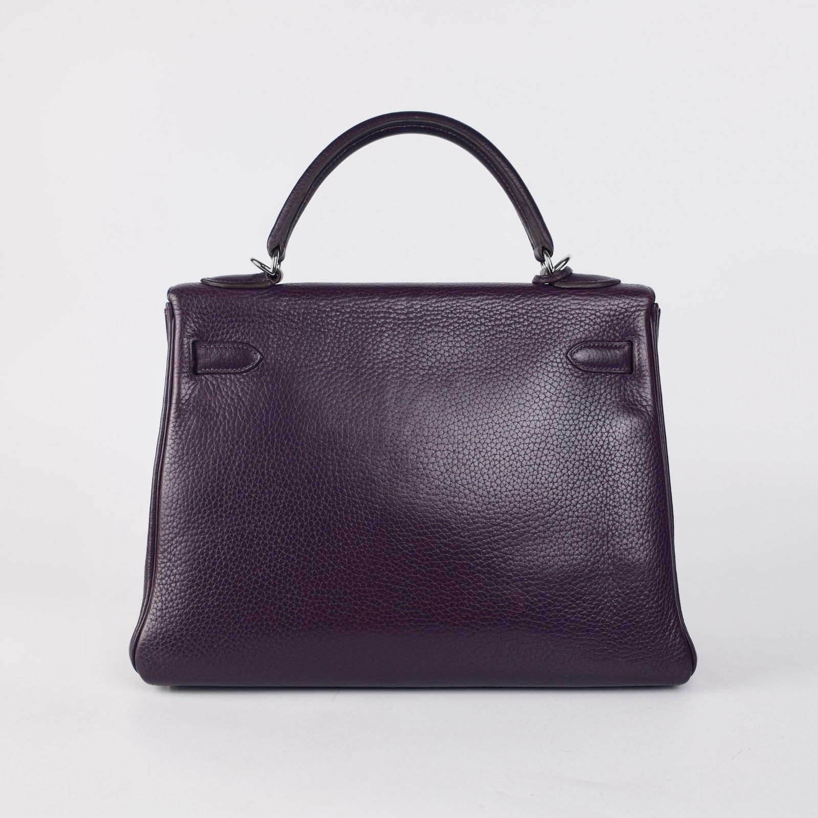 Hermes Kelly 32 Purple Clemence - I Square Stamp | AlmaBagz