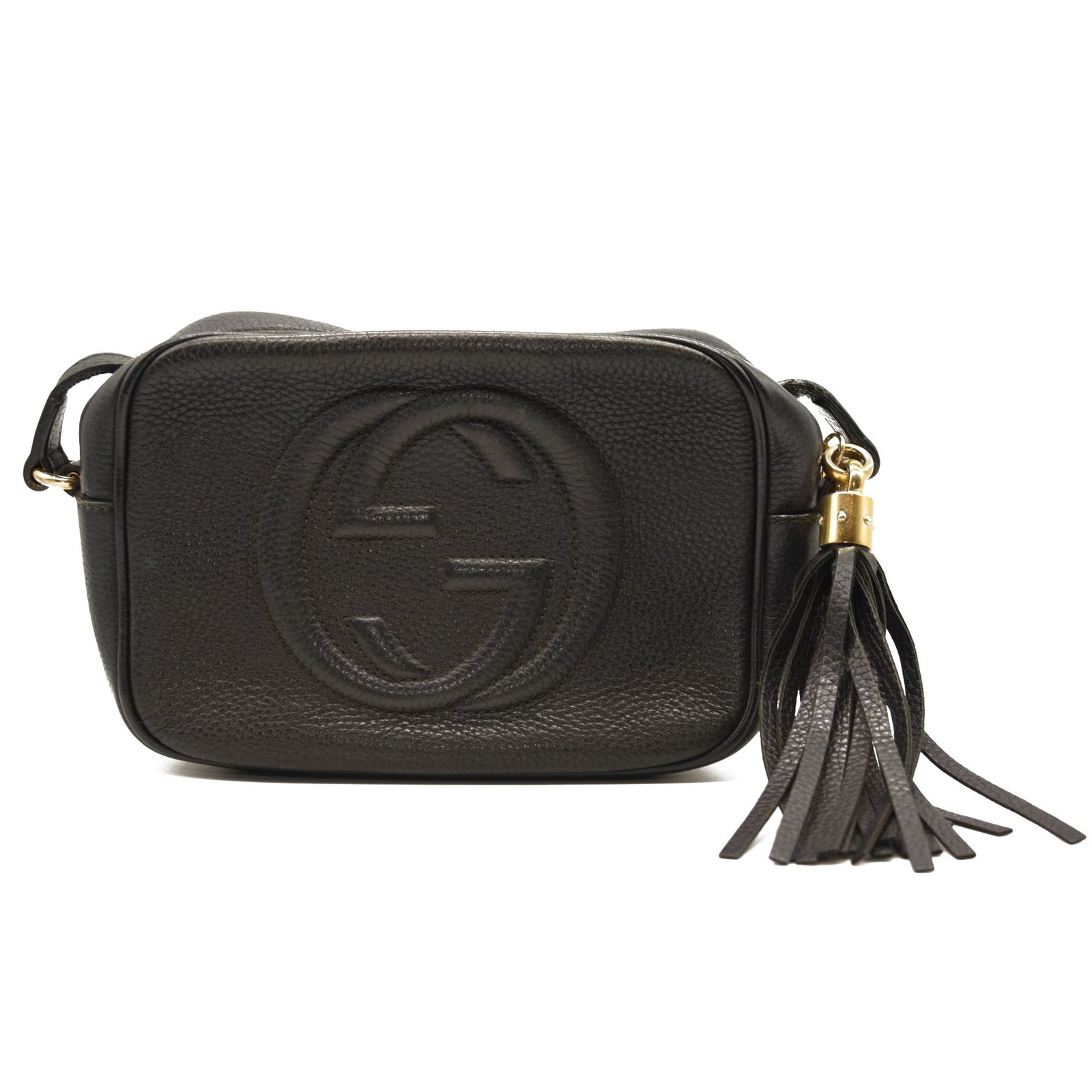 GUCCI Pebbled Calfskin Small Soho Disco Bag Black | AlmaBagz