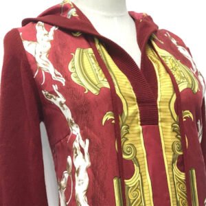 HERMES knit cashmere Red x yellow Tops shirt All-over print with hood 36 | AlmaBagz