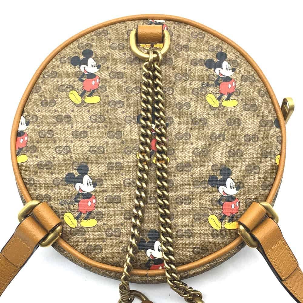 GUCCI Backpack 603730 PVC / Leather Beige type Ebony Mini GG Supreme GUCCI x DISNEY collaboration Mickey print Women Used | AlmaBagz