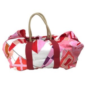 HERMES Tote Bag cotton Pink x Red type Beach bag Cabas Drapeaux au vent Women Used | AlmaBagz