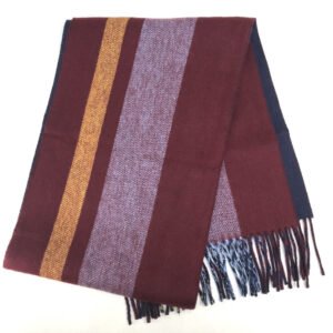 HERMES Scarf cashmere Multicolor / navy Alternate stripe unisex(Unisex) Used | AlmaBagz