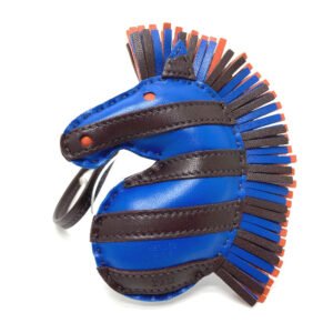 HERMES Bag charm Anyo Miro blue zebra Gee Gee Savannah | AlmaBagz