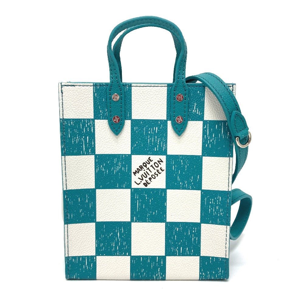 LOUIS VUITTON Shoulder Bag N60495 leather Blue type damier checkerboard Sac PlatXS Women Used | AlmaBagz - Image 13