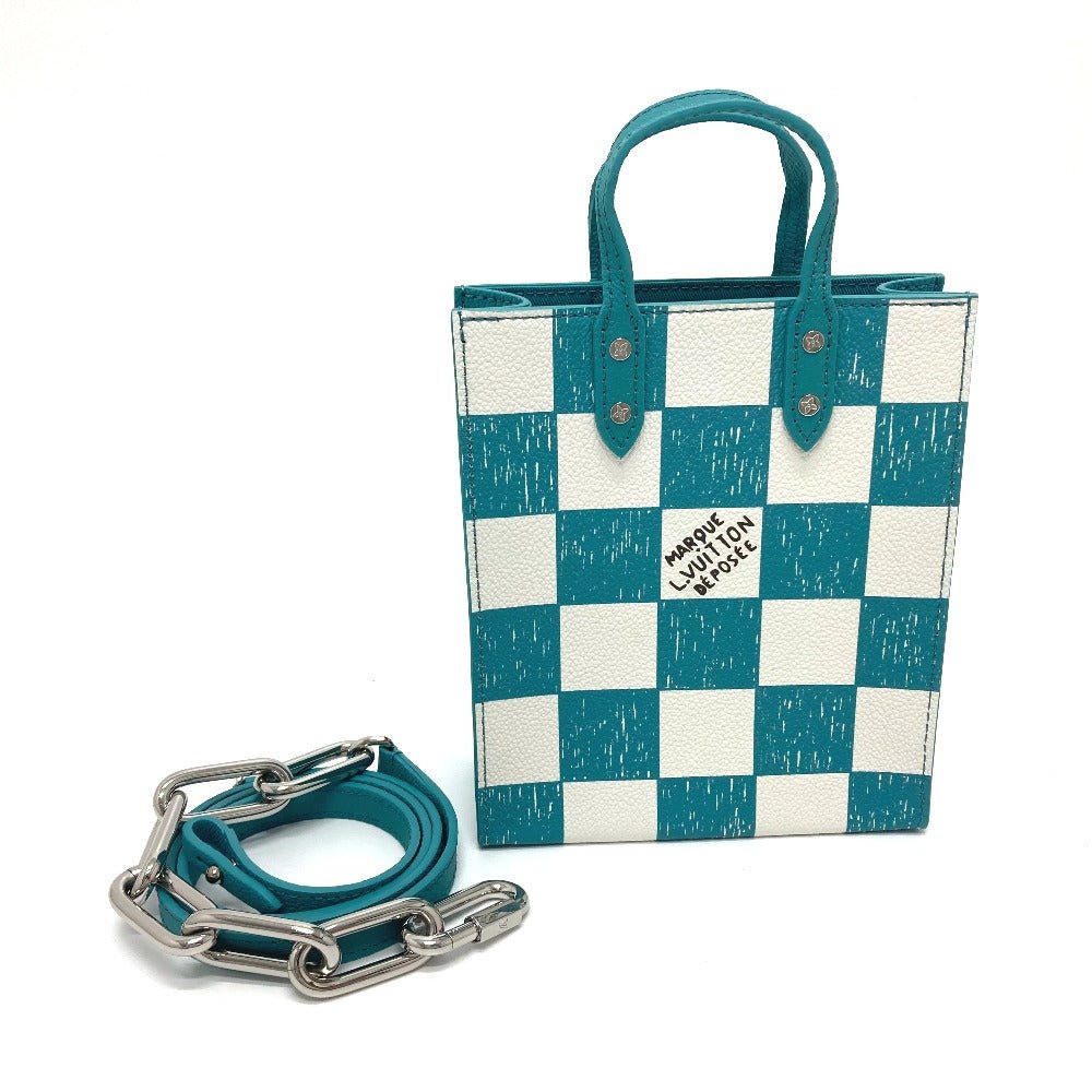 LOUIS VUITTON Shoulder Bag N60495 leather Blue type damier checkerboard Sac PlatXS Women Used | AlmaBagz - Image 12