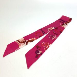 HERMES scarf silk pink Fashion Accessories Overall handle Women Used | AlmaBagz