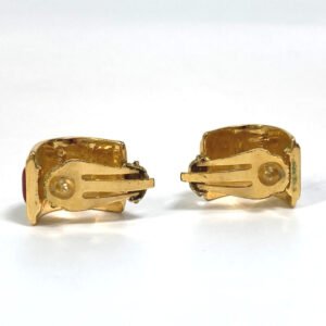 HERMES Earring Gold Plated Red x gold Cloisonne Email/Accessories Women Used | AlmaBagz