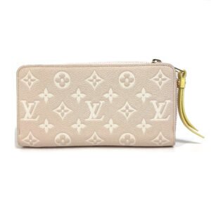 LOUIS VUITTON Long Wallet Purse M81279 Monogram Ann Platt Leather Pink x beige x yellow Monogram Ann Platt Zippy wallet Women Used | AlmaBagz