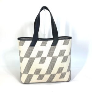HERMES Tote Bag Canvas, Vaux Swift Black / White / Gray Hippo Bias H 40 Ambier GM Women Used | AlmaBagz