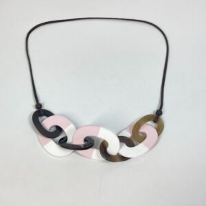 HERMES Necklace Buffalo horn pink Accessories Dip Die Necklace Women Used | AlmaBagz