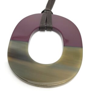 HERMES Necklace Buffalo horn Brown x Purple Women Used | AlmaBagz
