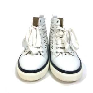 HERMES sneakers leather white punching High cut Women 37 Used | AlmaBagz