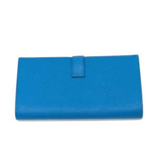 HERMES Long Wallet Purse Epsom blue Beansufla Wallet Women Used | AlmaBagz