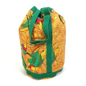 HERMES Shoulder Bag cotton Orange one belt Flower Parrot Bird Pattern Purse Women Used | AlmaBagz