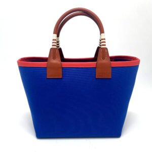 HERMES Handbag Toile H, Vaux Swift blue Steeple 25 Women Used | AlmaBagz