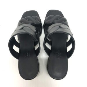 HERMES Sandals leather black Chene Dunkle Gabby 36.5 | AlmaBagz