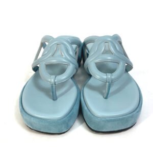 HERMES Sandals Suede, Leather Blue type Chene Dunkle Gypsy Vert D'or Women 35 Used | AlmaBagz