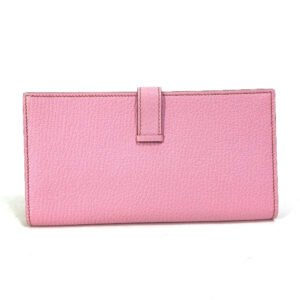 HERMES Long Wallet Purse Shave pink Long Wallet HMetal Bane Souffle Women Used | AlmaBagz