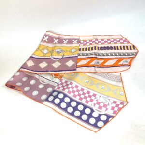 HERMES scarf silk pink Cory Edssian Maxi Twilly Women Used | AlmaBagz
