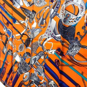 HERMES scarf silk orange x purple x blue Concours detriers Carre 90 Women Used | AlmaBagz