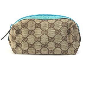 GUCCI Cosmetics Pouch 29596 GG canvas Beige x blue GG | AlmaBagz