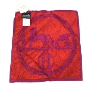 HERMES towel 101761M-02 Cotton, Silk Purple x red H logo logo Horse-drawn carriage | AlmaBagz