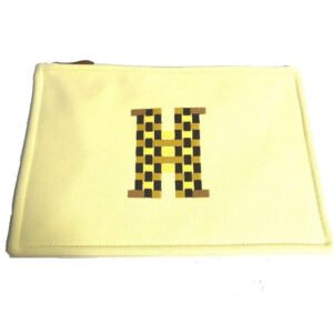 HERMES Pouch Tower ash yellow Makeup pouch Cosmetics Pouch H tissage Women(Unisex) Used | AlmaBagz