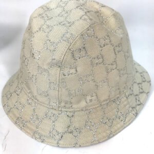GUCCI hat 631951 cotton White type GG lame Bucket hat Women L/58 Used | AlmaBagz