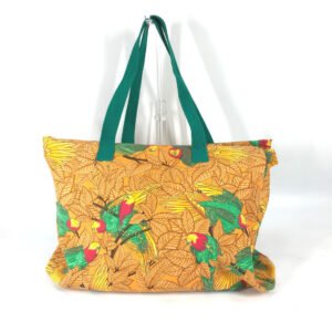 HERMES Tote Bag canvas Orange large vintage Bird motif bird pattern Women Used | AlmaBagz