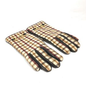 GUCCI Glove 603635 Wool/Cashmere, Leather Brown check Horsebit 7 S | AlmaBagz