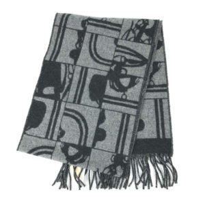 HERMES Scarf cashmere gray fringe Brides de Gala | AlmaBagz