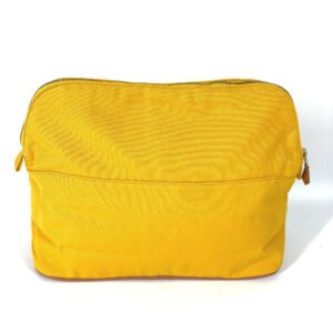 HERMES Pouch canvas yellow Cosmetics Pouch Multi Pouch Bolide GM Women Used | AlmaBagz