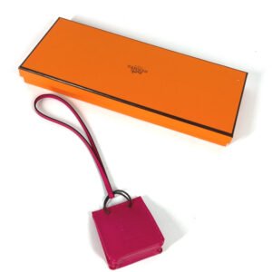 HERMES charm Año Milo, Rose Mexico pink key ring sack orange | AlmaBagz