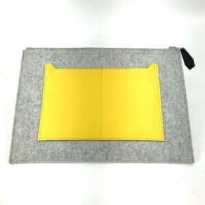 HERMES Clutch bag Felt / Epsom Gray x yellow Pouch To Doo 29 mens Used | AlmaBagz