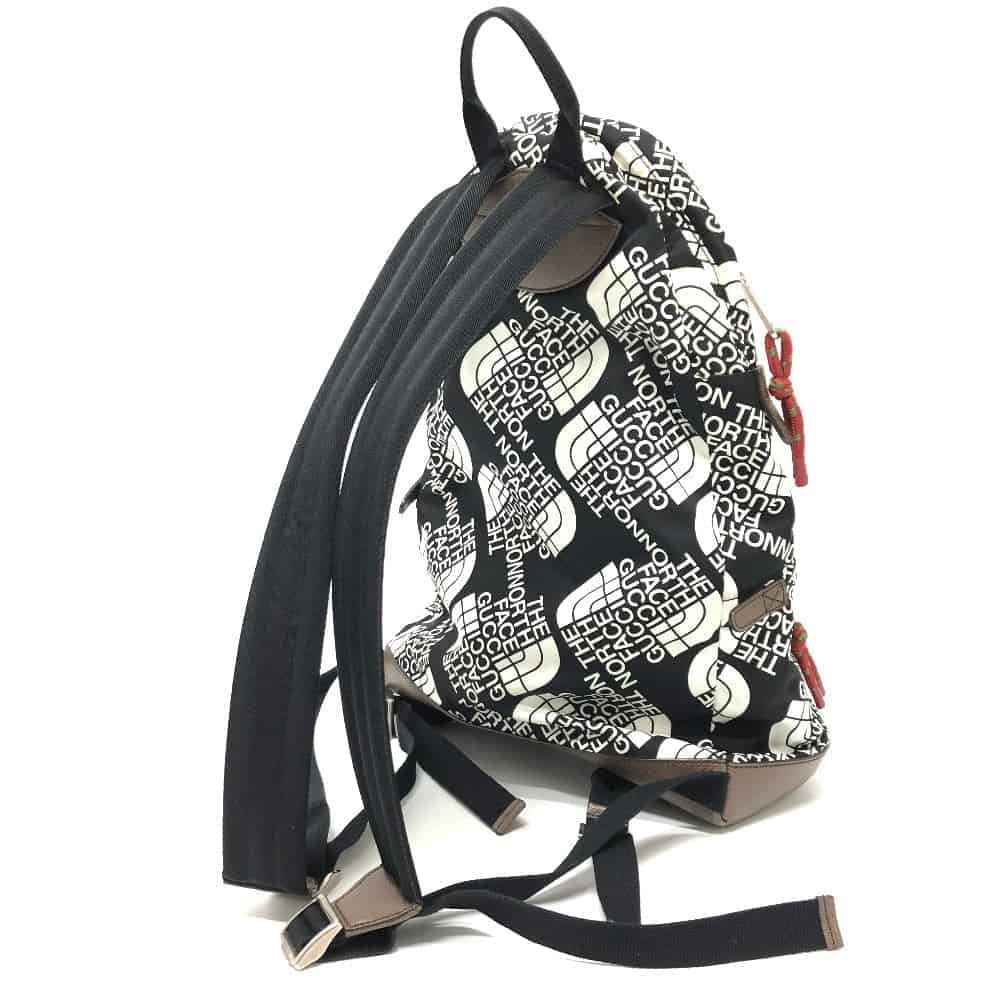 GUCCI Backpack 650288 Nylon / leather Black x white GUCCIxTHE NORTH FACE collaboration mens Used | AlmaBagz