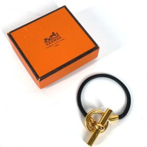 HERMES bracelet leather black Grenan | AlmaBagz