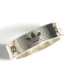 GUCCI Ring 702766 AG925 Silver Adidas adidas collaboration Engraving Wide Ring mens 21 Used | AlmaBagz