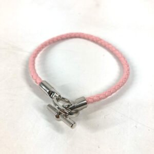 HERMES bracelet leather pink Braid Grenan Women Used | AlmaBagz