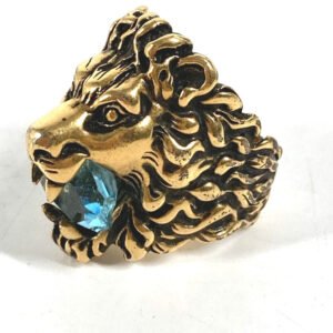 GUCCI Ring 402763 metal gold Lion Animal Lion with Stone Women 19 Used | AlmaBagz