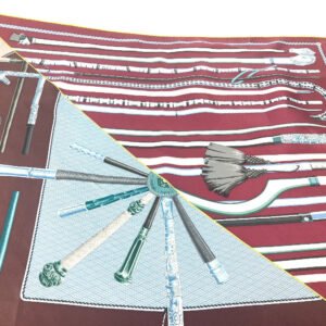 HERMES scarf silk Brown Carre90 Cannes et Cannes Walking Sticks Walking Sticks Women Used | AlmaBagz