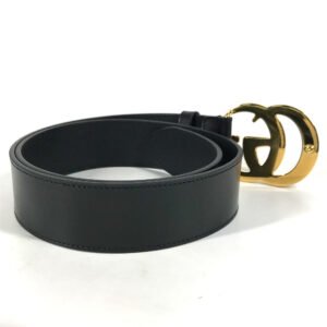 GUCCI belt 406831 leather Black x Gold GG Marmont Shiny buckle leather belt mens 80 Used | AlmaBagz